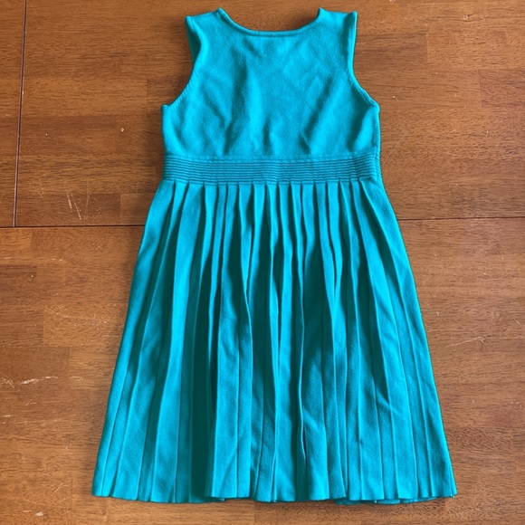 Milly Minis Girl Size 6/7 Green Josephine Pleated Ribbed Knit Flounced Hem Dress - Picture 5 of 10